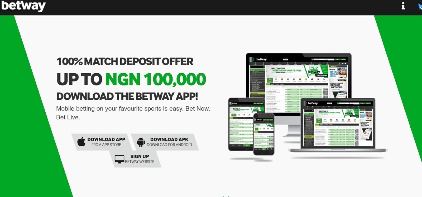 No matter what kind of device you have you can find the Betway