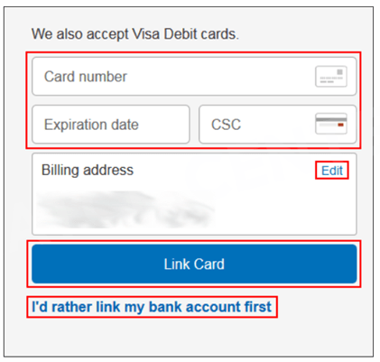 Adding a bank card to PayPal account