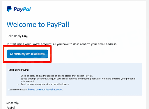 Confirming Email for PayPal
