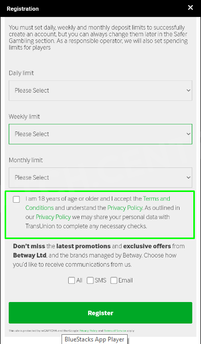 Sixth window of the sign-up form
