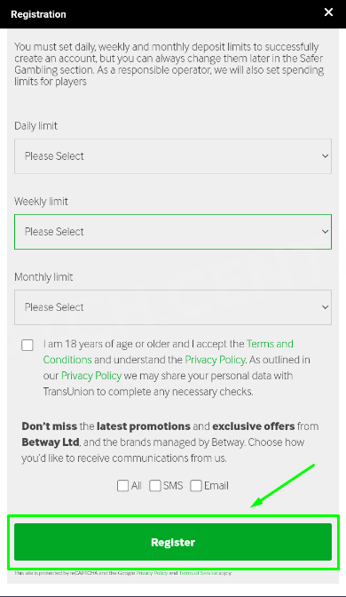 Seventh window of the sign-up form