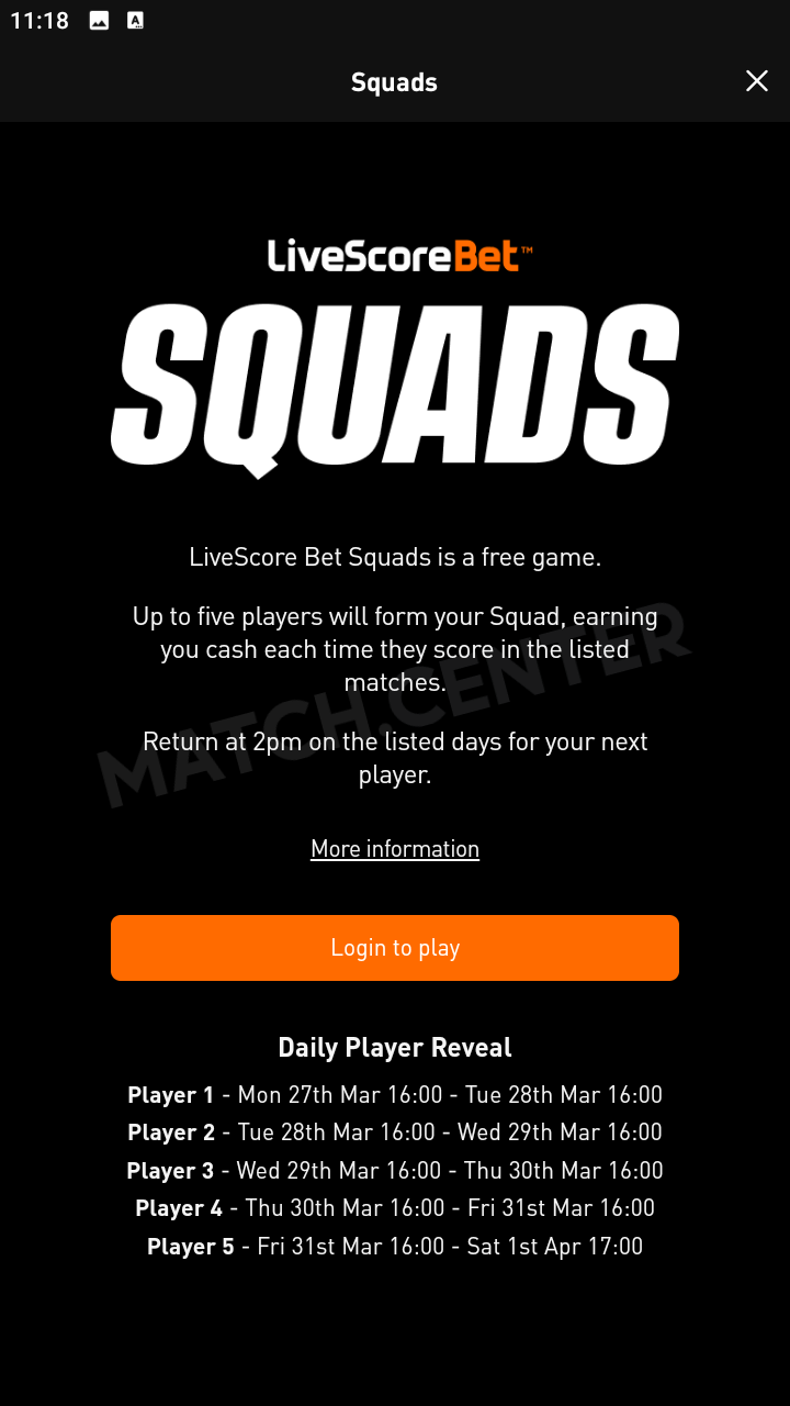 "Squads" page