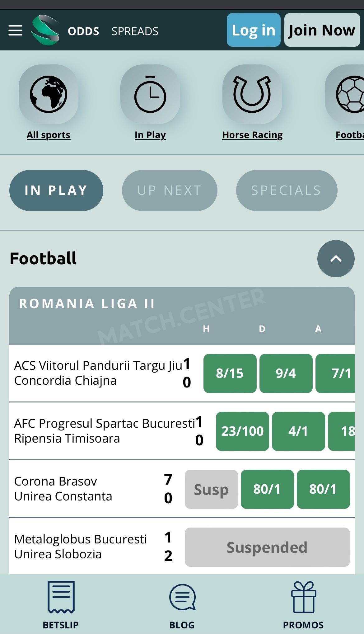 Sporting Index mobile version