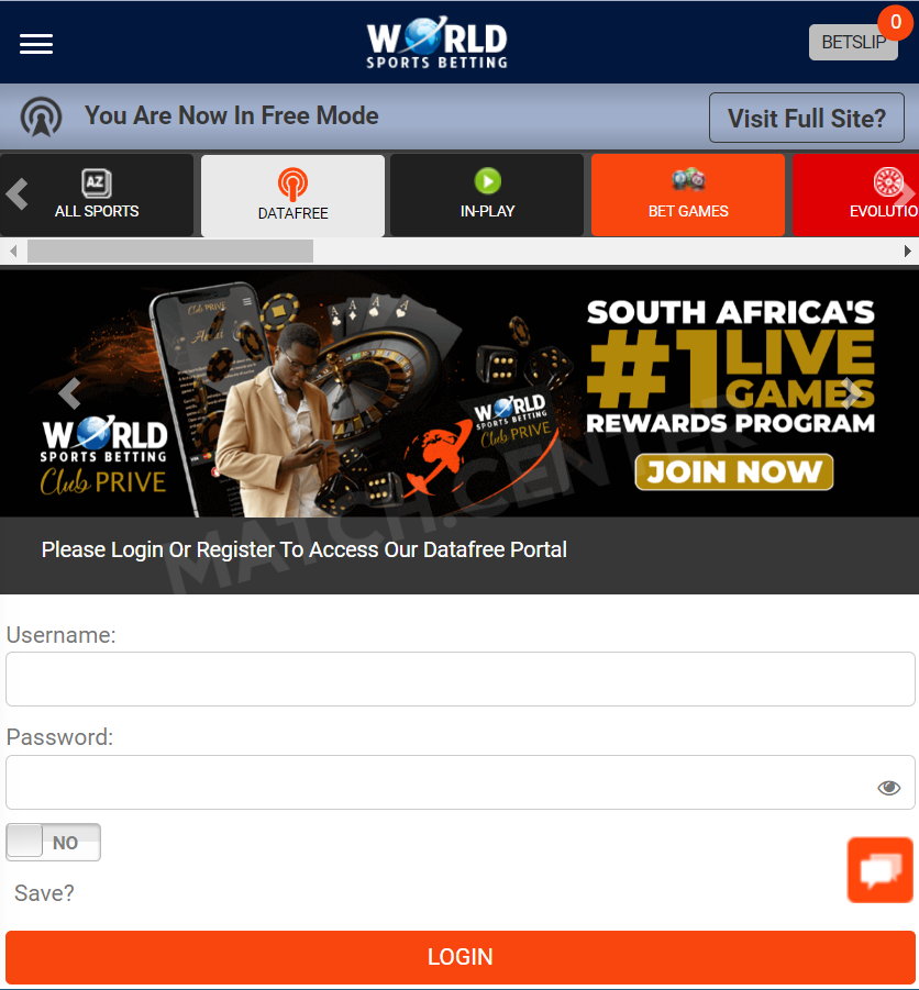 World Sports Betting data free homepage