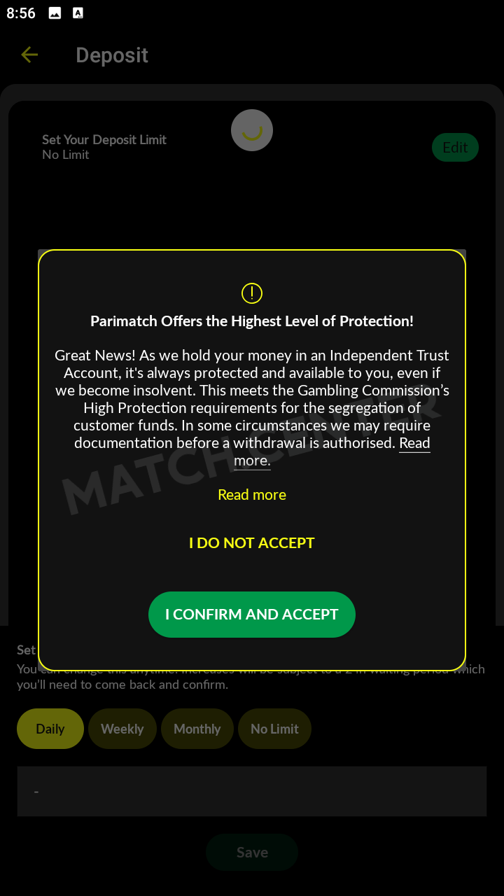 Confirmation of agreement with payment T&Cs