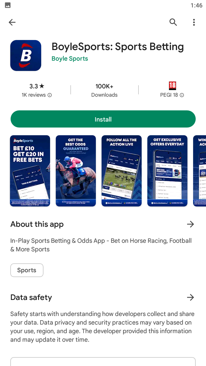 App page on Google Play