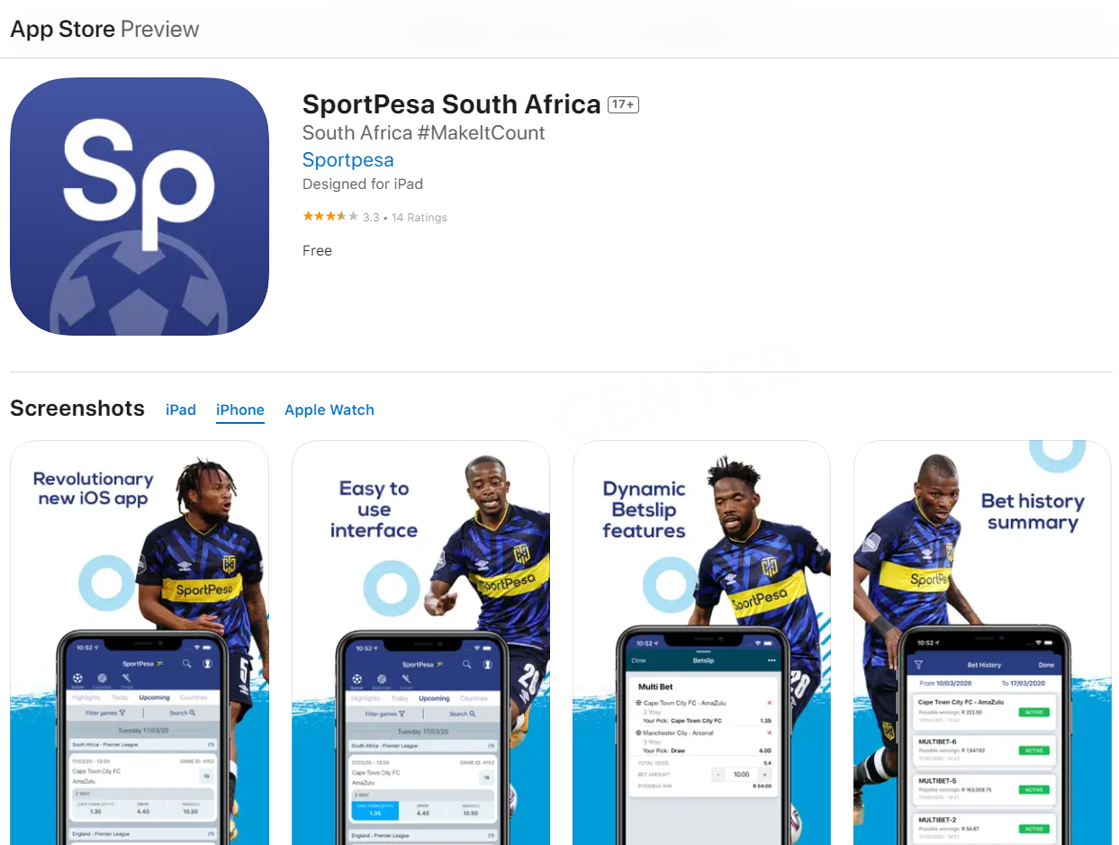 SportPesa Apple App Store page
