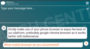 Browser is recommended by the Support Service