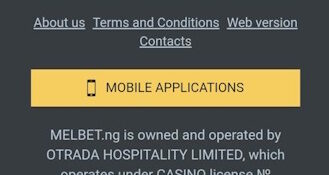 The “Mobile Applications” button in the footer of the Melbet mobile site