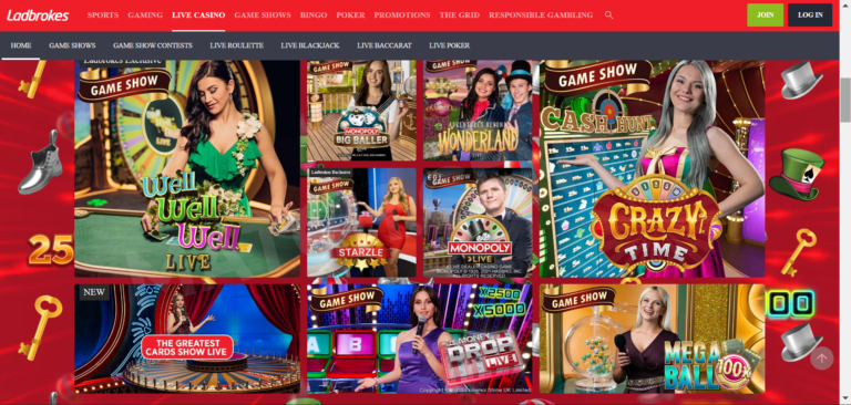 The Ladbrokes Live Casino has a whole host of exciting game show wheels of fortune