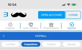 Football betting website: Mr.Play, menu, mobile
