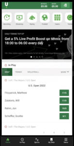 A Unibet account homepage viewed from a mobile phone