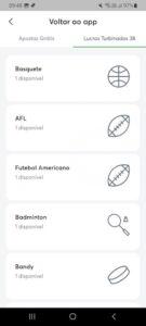 Informações no app Sportsbet sobre quantos lucros turbinados estão disponíveis.
