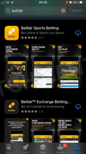 Download Betfair App on iOS