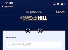 William Hill Sports App registration, Step 1