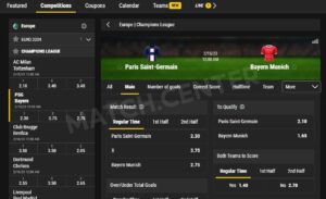 Bwin Fußball-Wettquoten (Paris Saint-Germain gegen Bayern München)