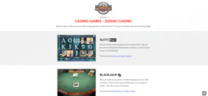 Zodiac Casino games section