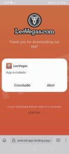 Apos instalação do LeoVegas app pode já começar o jogo.