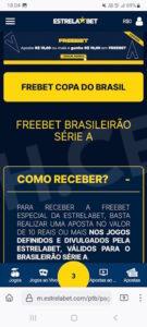 Bônus Freebet no site Estrela Bet para Android.