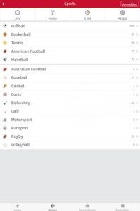 Tipico App Sportarten