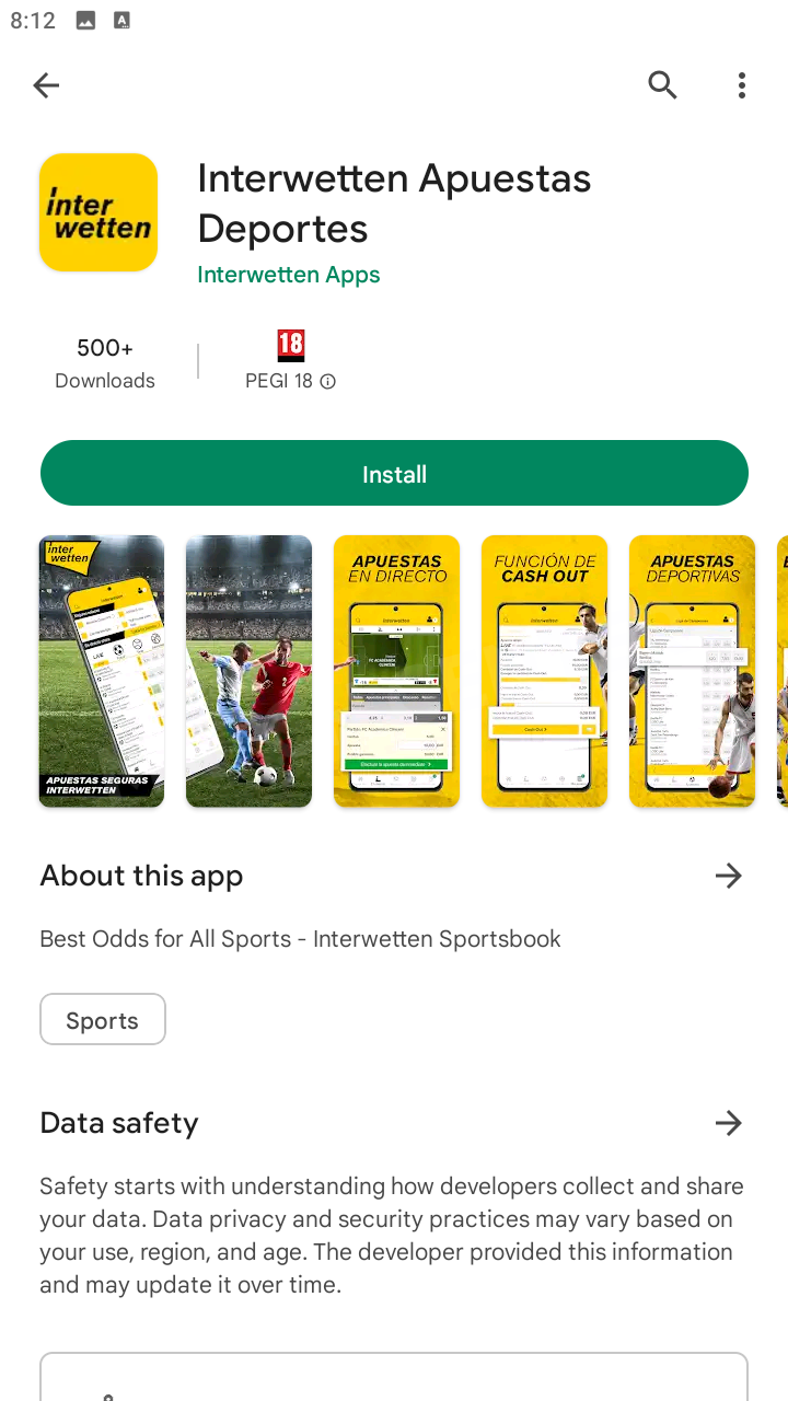La página de la aplicación de Interwetten en Google Play Store