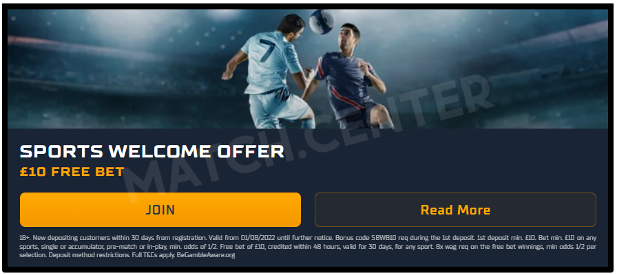 Like every good bookmaker there is a Free bet to use on any sport as a bonus offer.