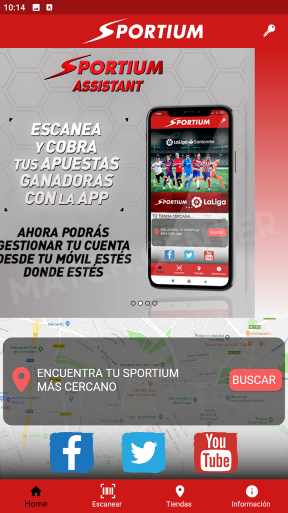 Sportium Assistant (antes Sportium Scores) app: Página de inicio