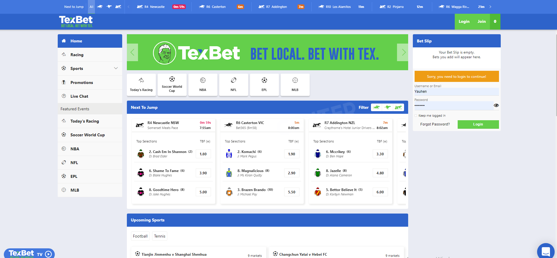 Texbet homepage