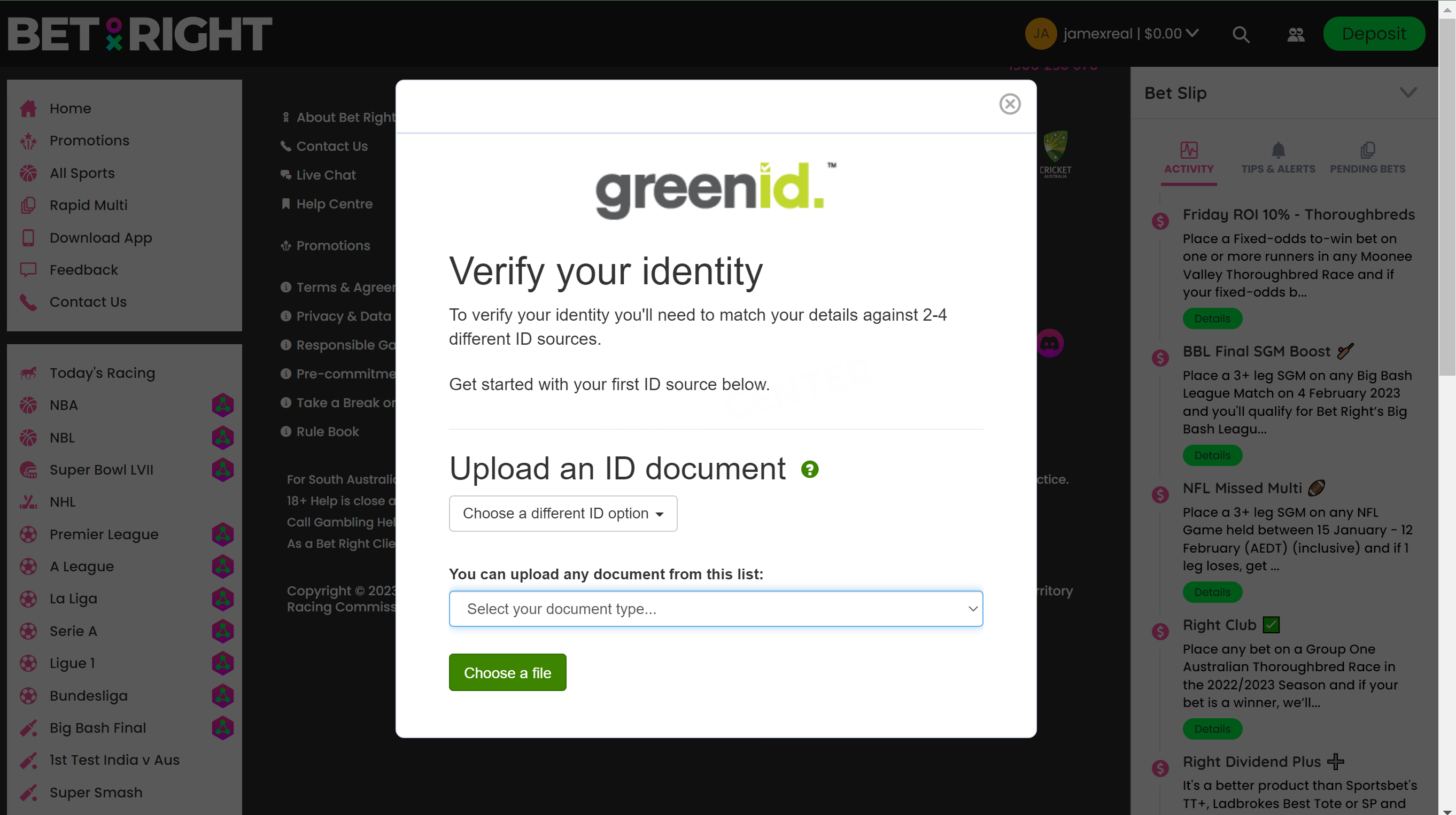 Verification by uploading a document