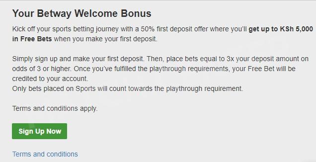 Welcome offer from Betway